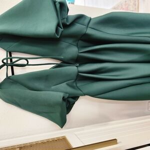 16389 Emerald Green Puff Sleeve Dress